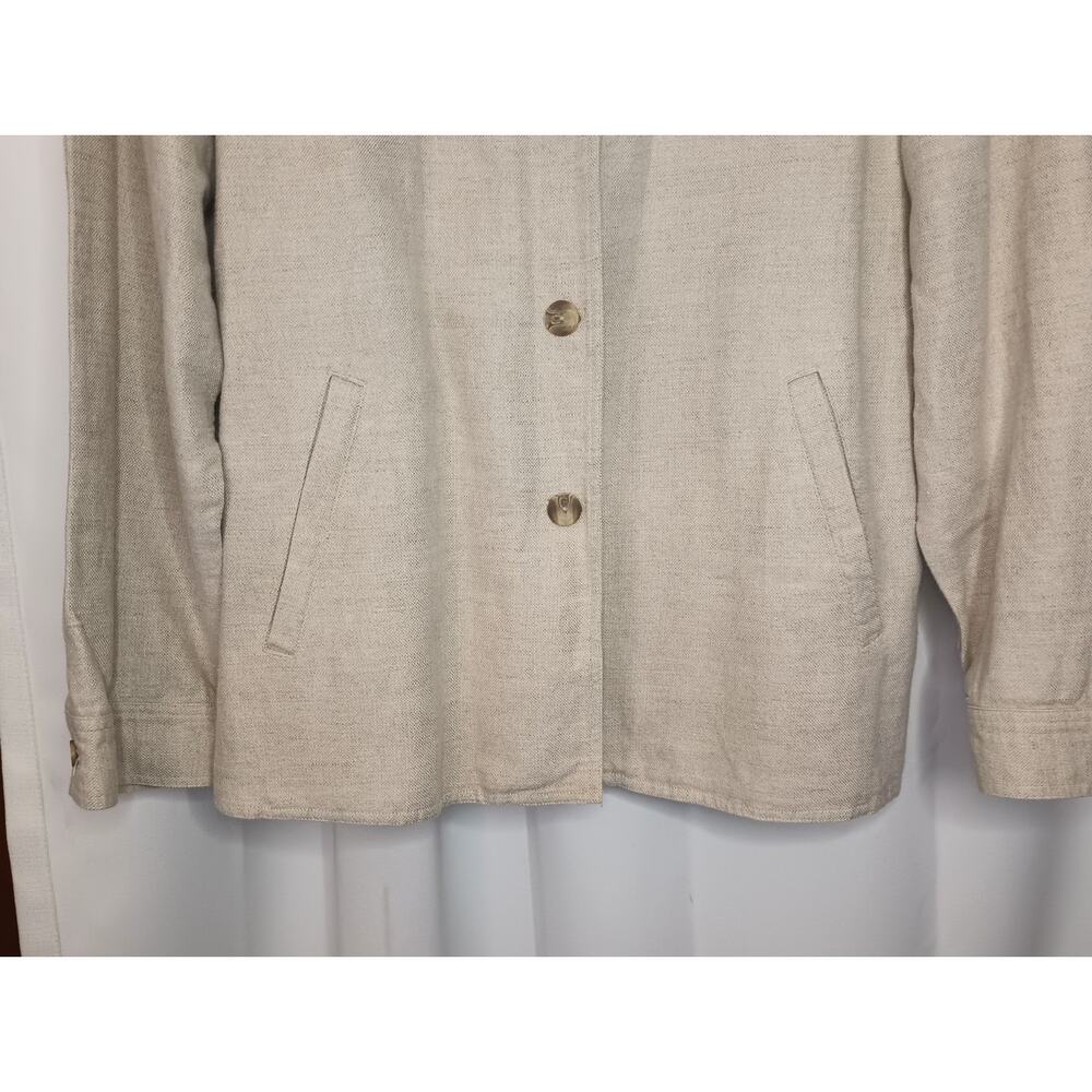 Vtg Jones Wear Womens Linen Chore Jacket XL Beige Minimalist Lagom Coastal - Picture 3 of 9